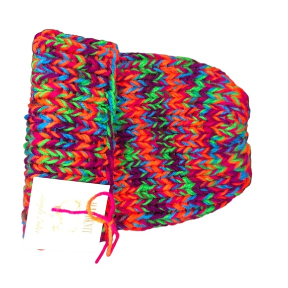 Chunky Ribbed Knit Toboggan Dark Neon Beanie Folded Brim Hat - Picture 14 of 17